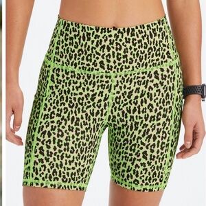 Fabletics Neon Green Leopard Women's Shorts